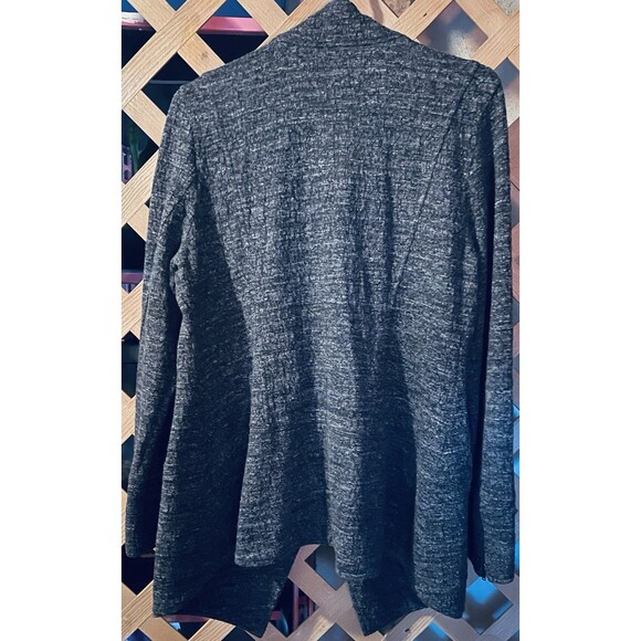 EILEEN FISHER Marled Dark Gray Draping Lagenlook Open Front Cardigan Sweater L - Picture 8 of 12